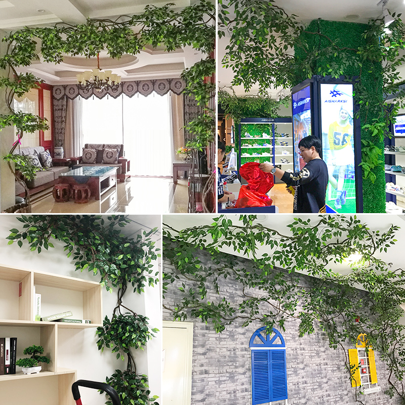 仿真树藤假树绿叶榕树叶藤条藤蔓室内管道客厅墙面大型绿植物装饰